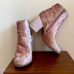 Pink Velvet Ankle Boots